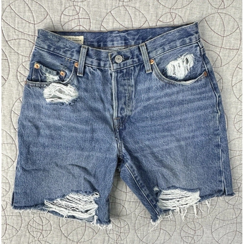 Levi's 501 '90s Shorts Blue Distressed Baggy / Women's 25